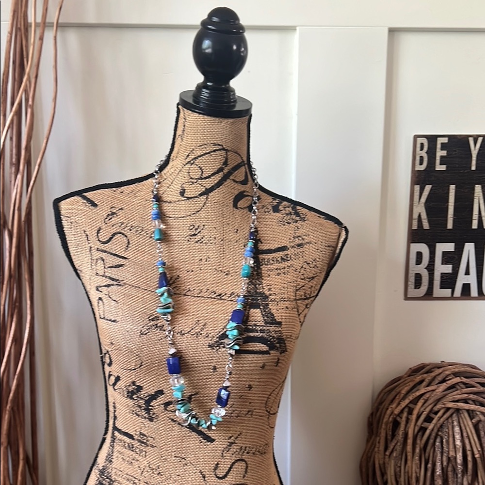 Chico's Blue and Silver Layered Necklace
